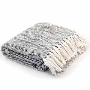 Pregrinjalo iz bombaža ribja kost 220x250 cm mornarsko modro