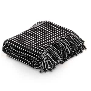 Pregrinjalo iz bombaža kvadrati 125x150 cm črno
