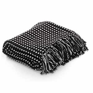 vidaXL puuvillane pleed, ruuduline, 160 x 210 cm, must