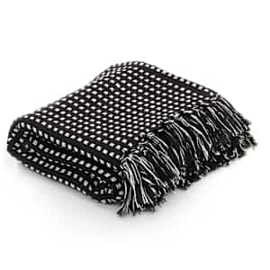 Pregrinjalo iz bombaža kvadrati 220x250 cm črno