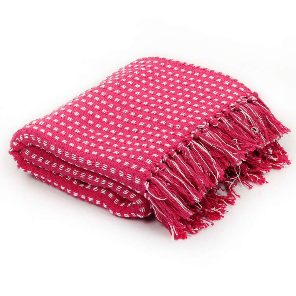 VIDAXL Plaid vierkanten 125x150 cm katoen roze online kopen