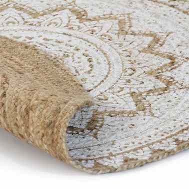 Vidaxl Teppich Jute Geflochten Bedruckt 120 Cm Rund Vidaxl De