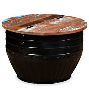 vidaXL Table basse Bois de r&eacute;cup&eacute;ration massif Forme de baril Noir