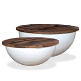 vidaXL Couchtisch-Set 2tlg. Recyceltes Massivholz Weiß Schüsselform