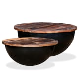 vidaXL Couchtisch-Set 2tlg. Recyceltes Massivholz Schwarz Schüsselform