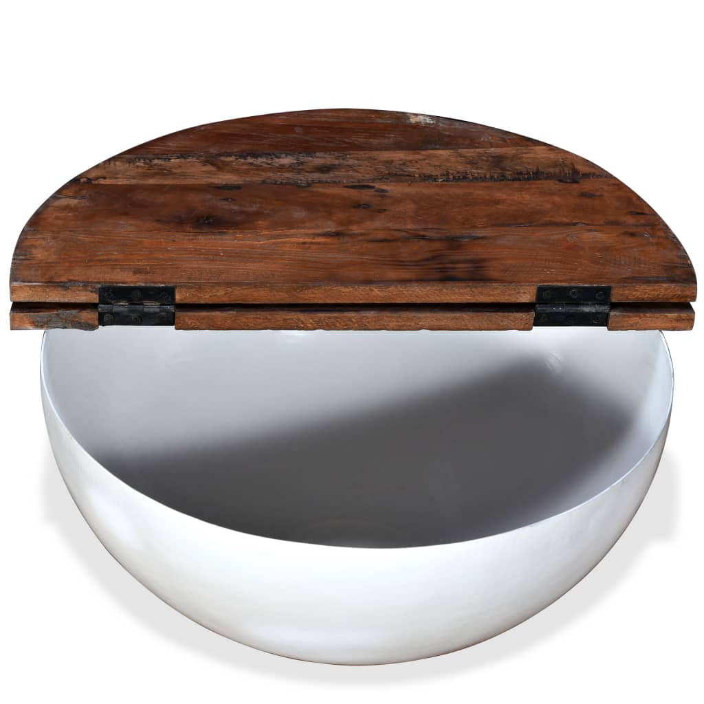 Thumbnail - vidaXL Couchtisch Altholz Massiv Weiß Schalenform