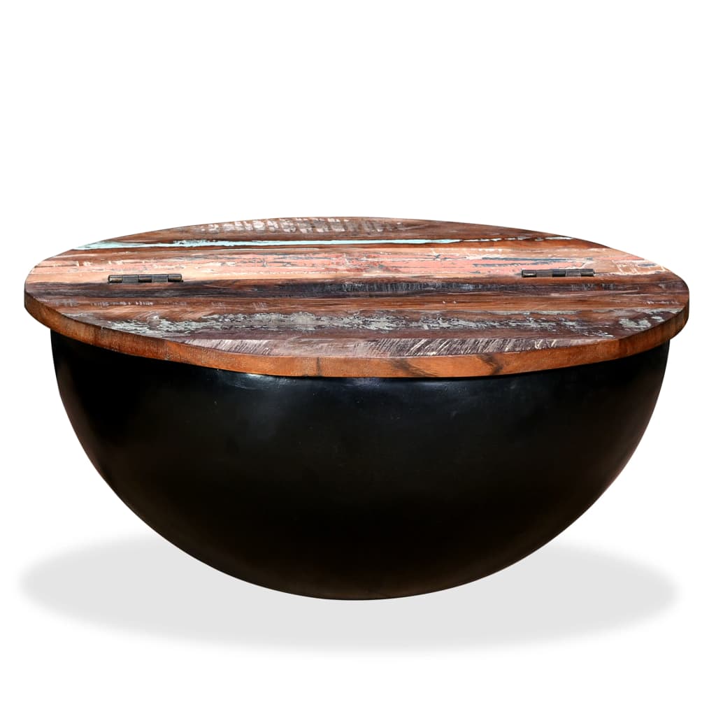 vidaXL Măsuță de cafea, negru, lemn masiv reciclat, formă bol de la vidaxl imagine noua