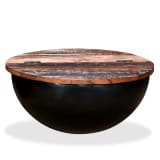 vidaXL Coffee Table Solid Reclaimed Wood Black Bowl Shape