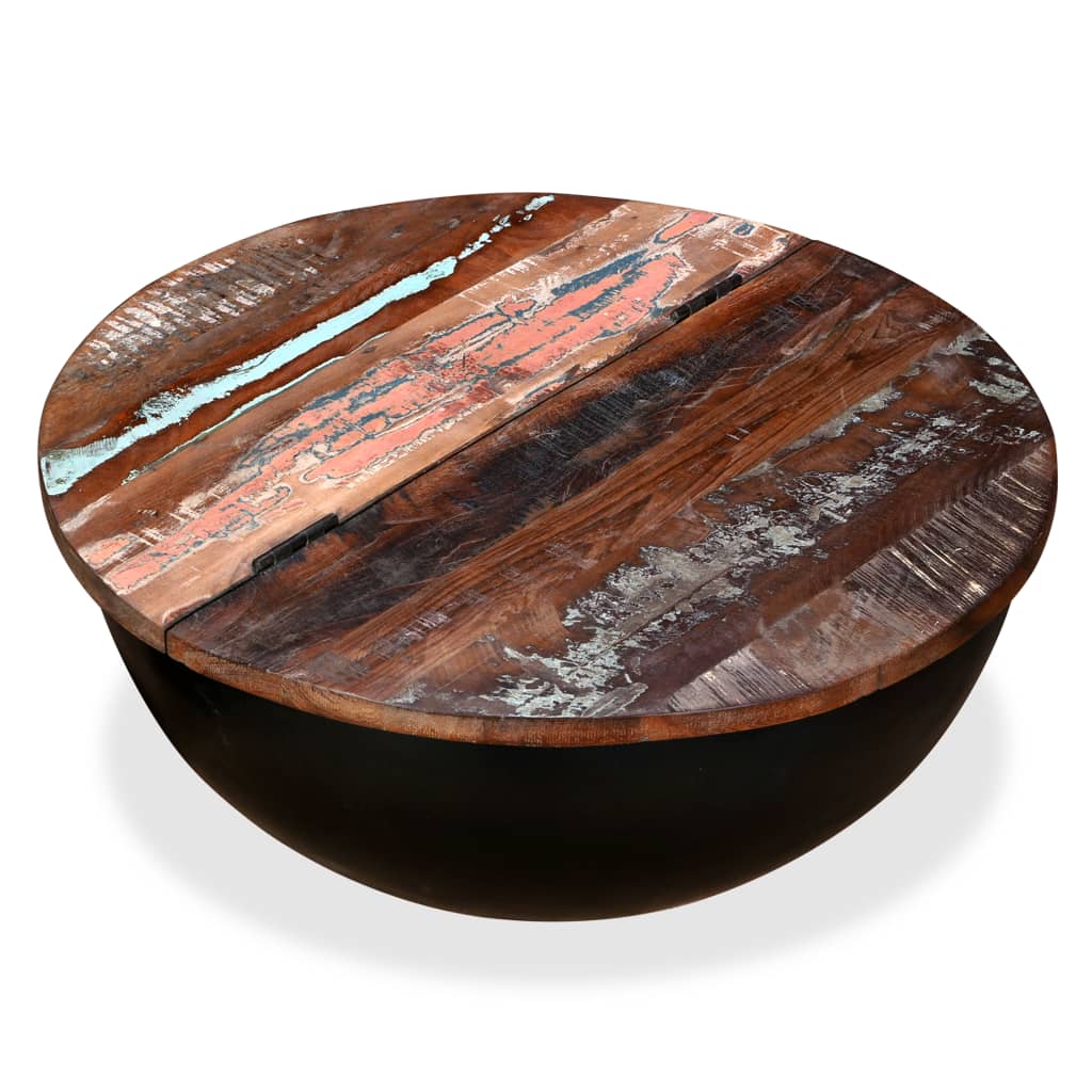 

vidaXL Salontafel komvormig massief gerecycled hout zwart