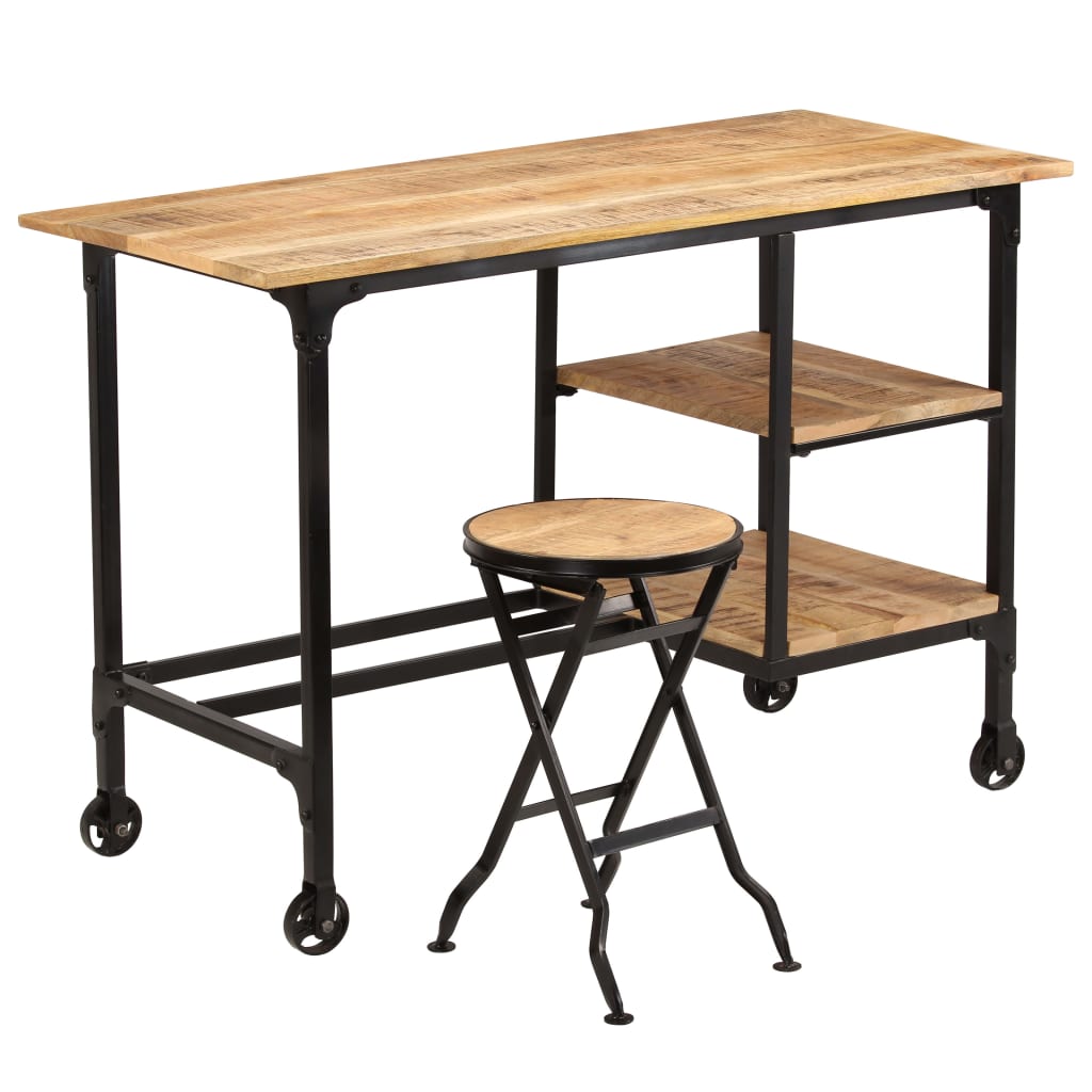 Pisalna miza z zložljivim stolčkom trdni mangov les 115x50x76cm