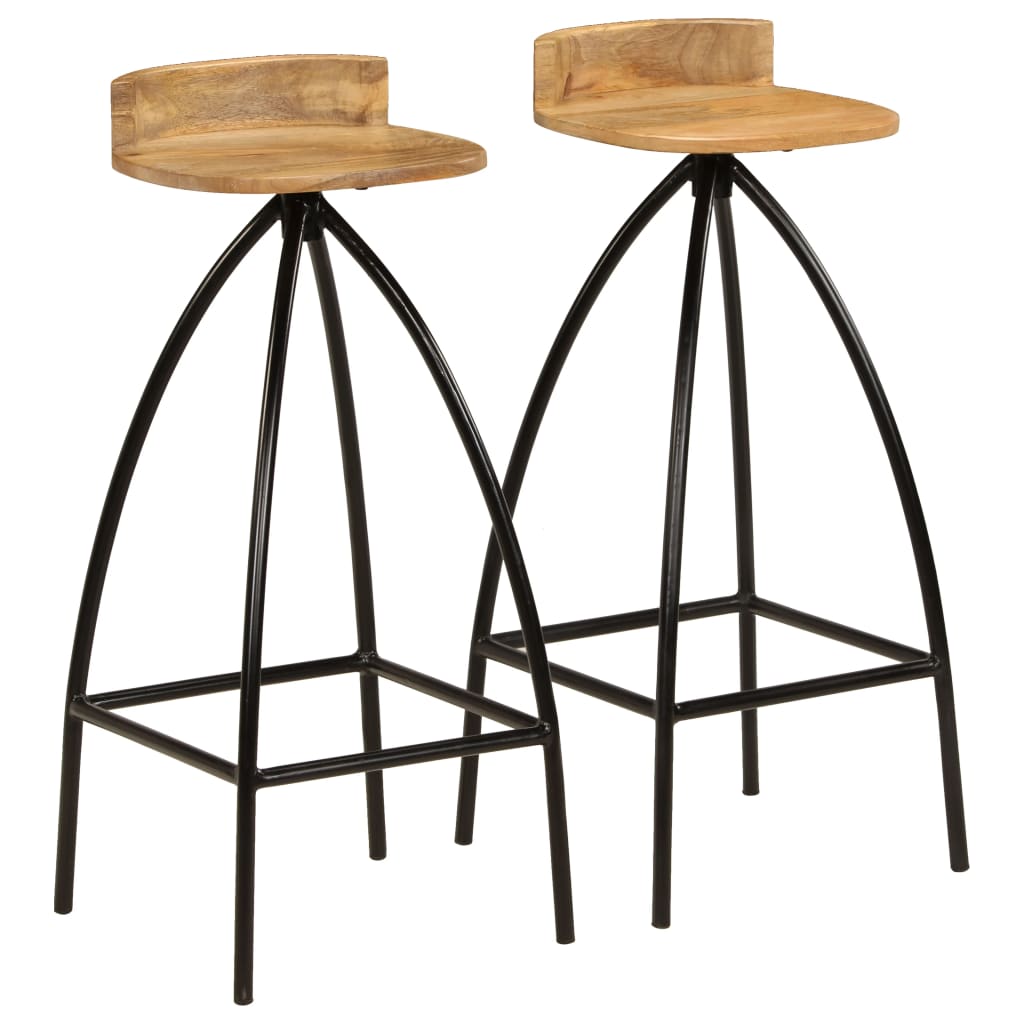Bar Chairs 2 Piece Solid Mango Wood