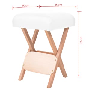 Skládací masážní stolička s 12 cm silným sedákem bílá - obrázek 4
