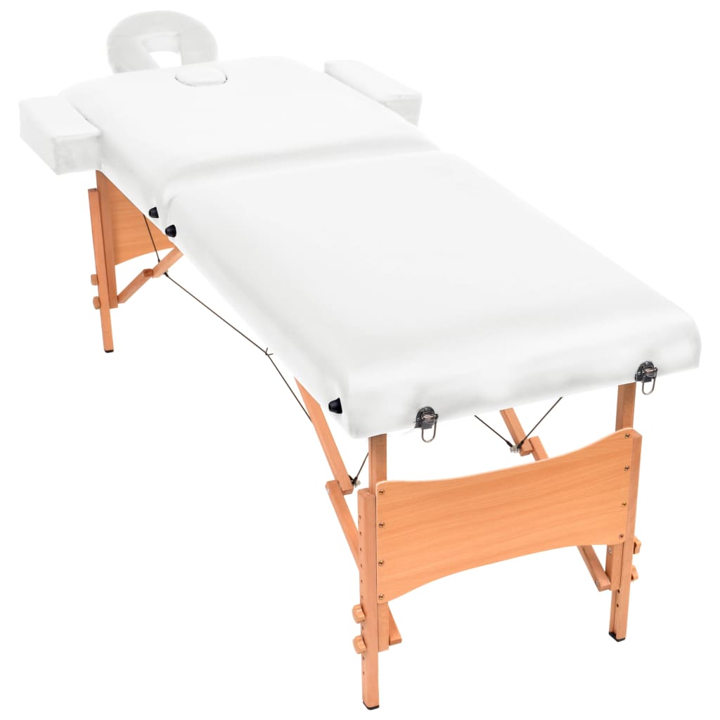 vidaXL Massagetafel 10 cm dik 2 zones inklapbaar wit