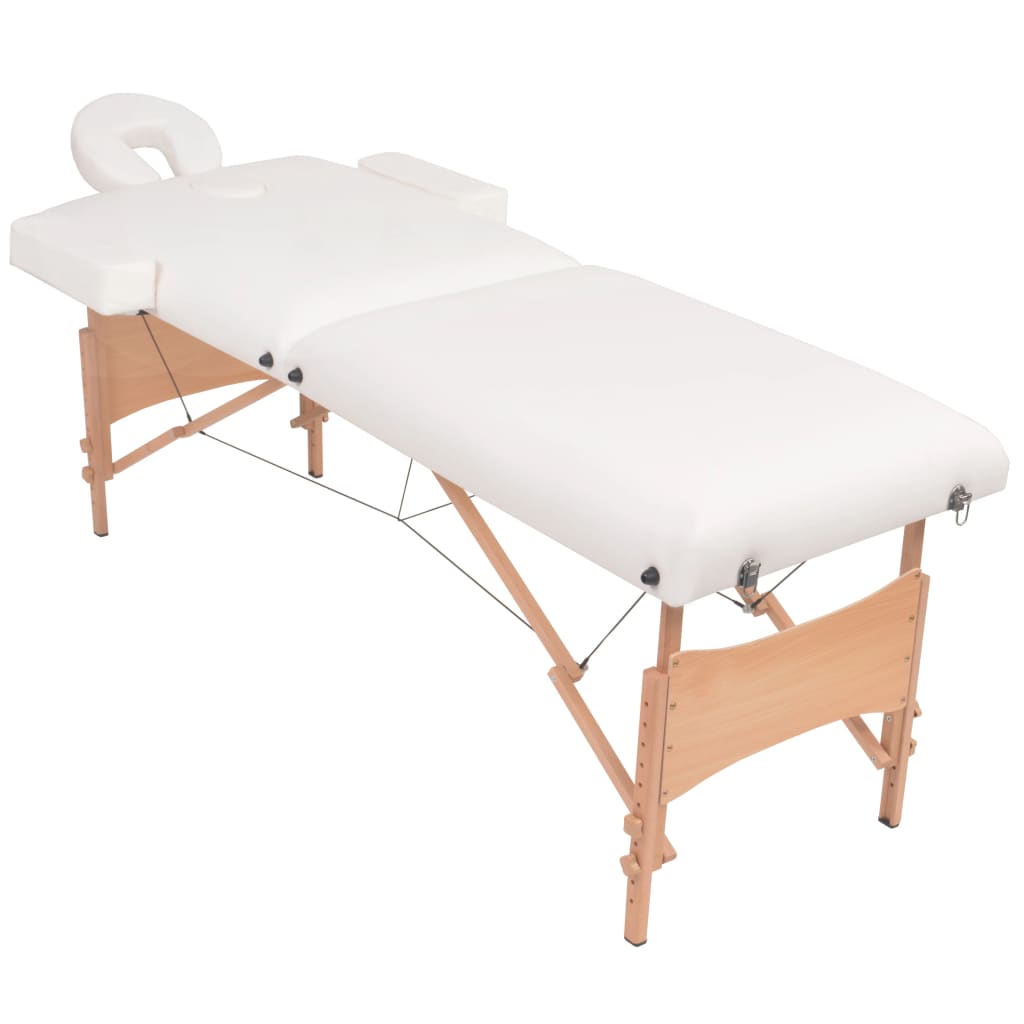 

vidaXL Massagetafel- en krukset inklapbaar 2 zones 10 cm dik wit