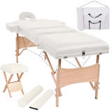 vidaXL Set mesa plegable de masaje y taburete 10 cm de espesor blanco