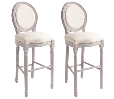 vidaXL Bar Chairs 2 pcs White Linen | vidaXL.com.au