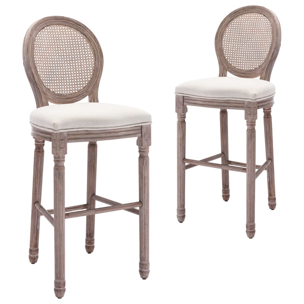 vidaXL Bar Stools 2 pcs White Linen vidaXL