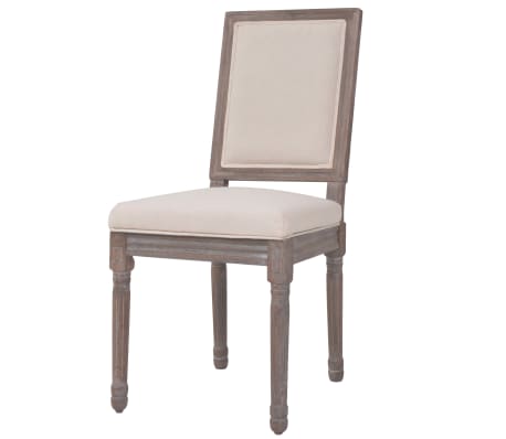 vidaXL Valgomojo kėdės, 2vnt., kreminės baltos spalvos, audinys