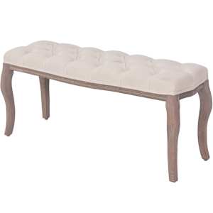 vidaXL pink, linane, toekas puit, 110 x 38 x 48 cm, kreemjasvalge