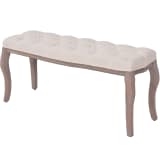 vidaXL Klupa od Tkanine i Masivnog Drva 110x38x48 cm Krem Bijela