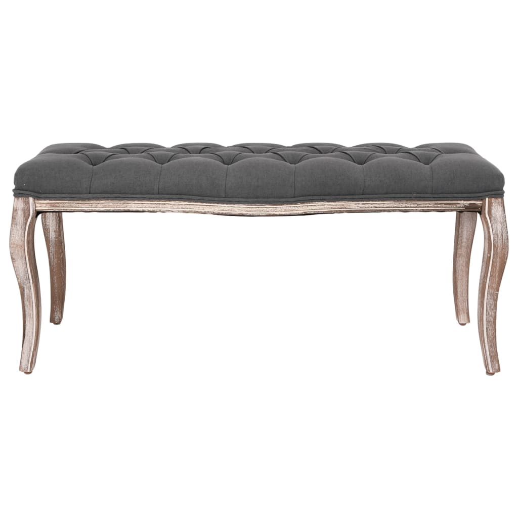 vidaXL sötétszürke tömör fa pad vászonkárpittal 110 x 38 x 48 cm