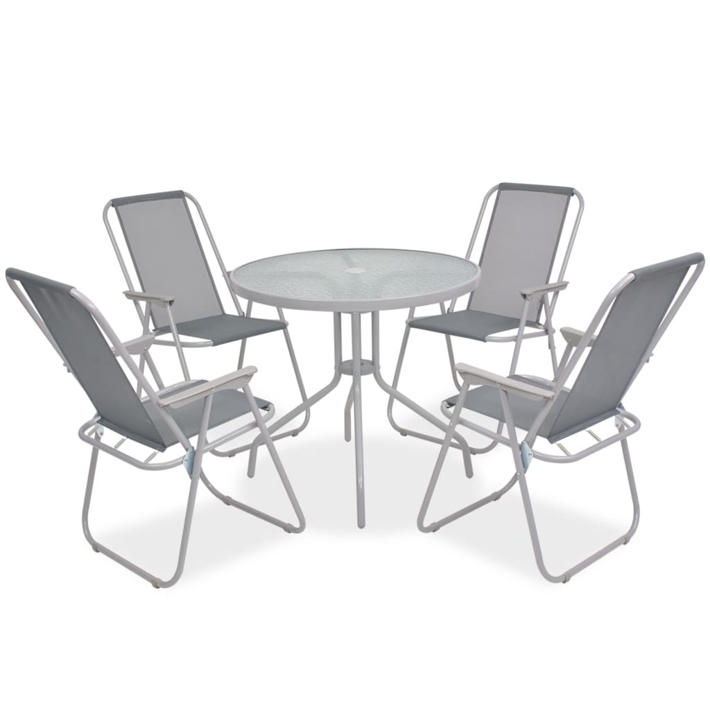 Vidaxl Set Mobilier De Exterior, 6 Piese, Gri, Otel Si Textilena