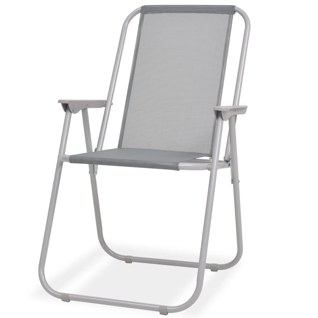 6 Piece Outdoor Dining Set Steel And Textilene Grey VidaXL 17 width=274