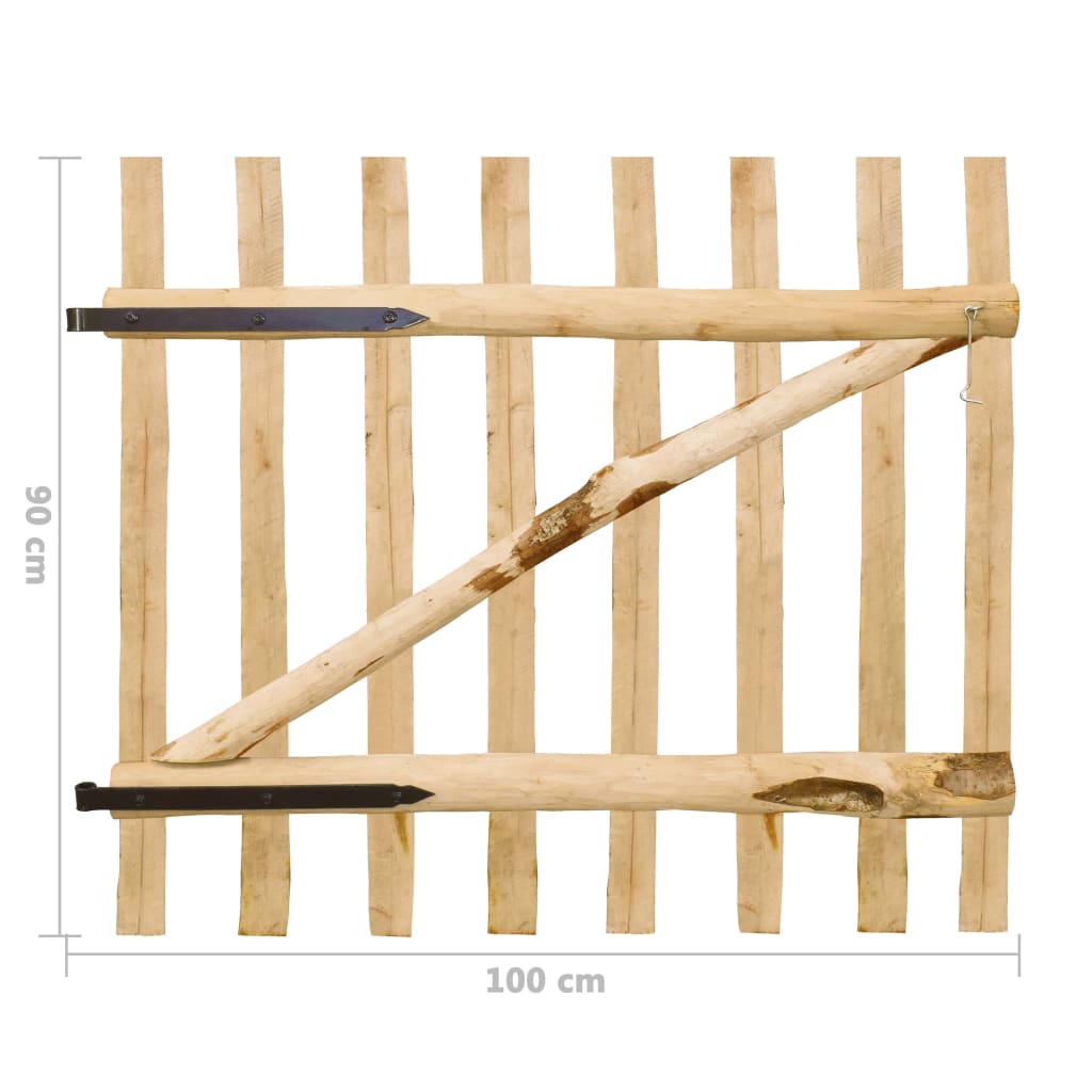 egyajtós mogyorófa deszka-kerítéskapu 100 x 90 cm