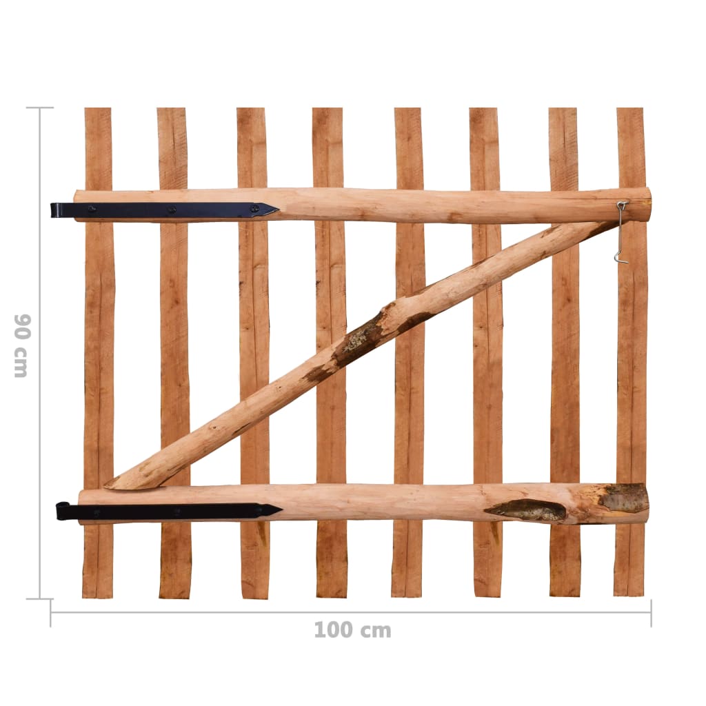 impregnált mogyorófa deszka-kerítéskapu 100 x 90 cm