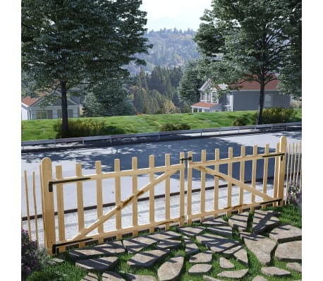 vidaXL Puerta doble para valla 300x90 cm madera de avellano