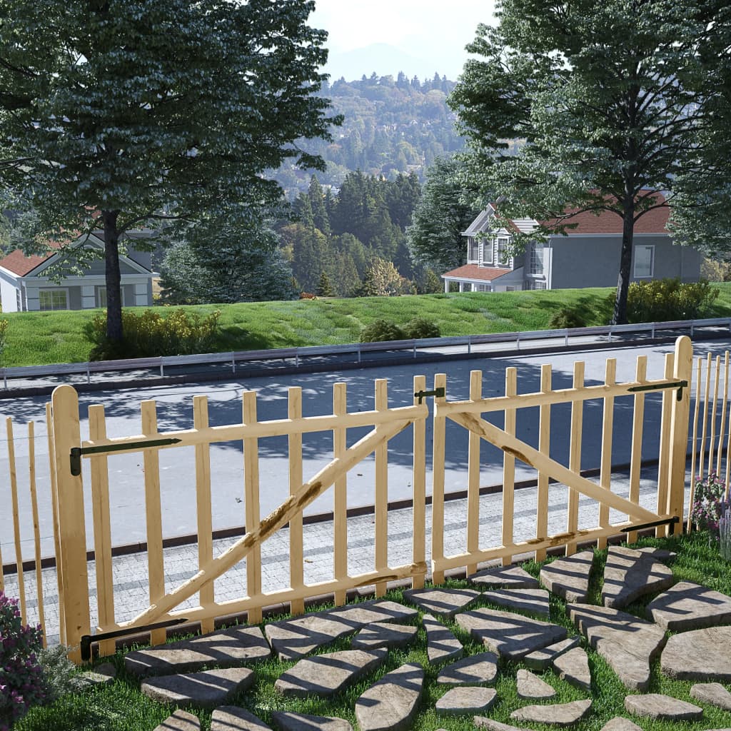 vidaXL Double Fence Gate Hazel Wood 300x100 cm