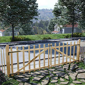 vidaXL Dvigubi tvoros vartai, lazdyno mediena, 300x100cm