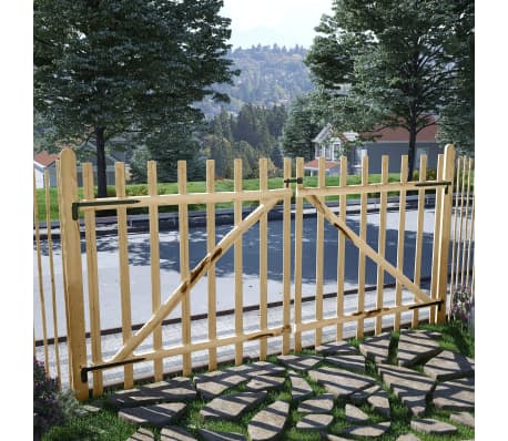 vidaXL Dvigubi tvoros vartai, lazdyno mediena, 300x150cm