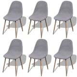vidaXL Dining Chairs 6 pcs Fabric Light Gray