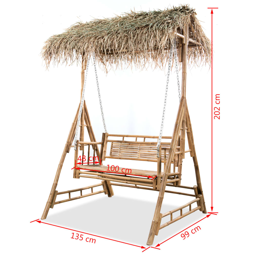 vidaXL Schommelbank met 2-zits 202 cm bamboe Misterbamboe