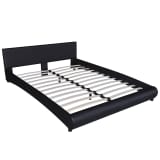 vidaXL Bed Frame with Curved Lines King Leather Black