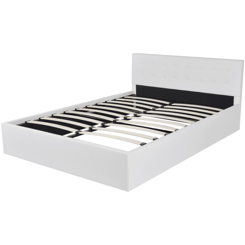vidaXL Bed Frame White Faux Leather Double Size