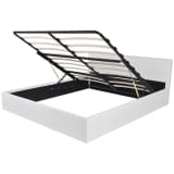 vidaXL Bed Frame with Storage Gas Lift King Leather White