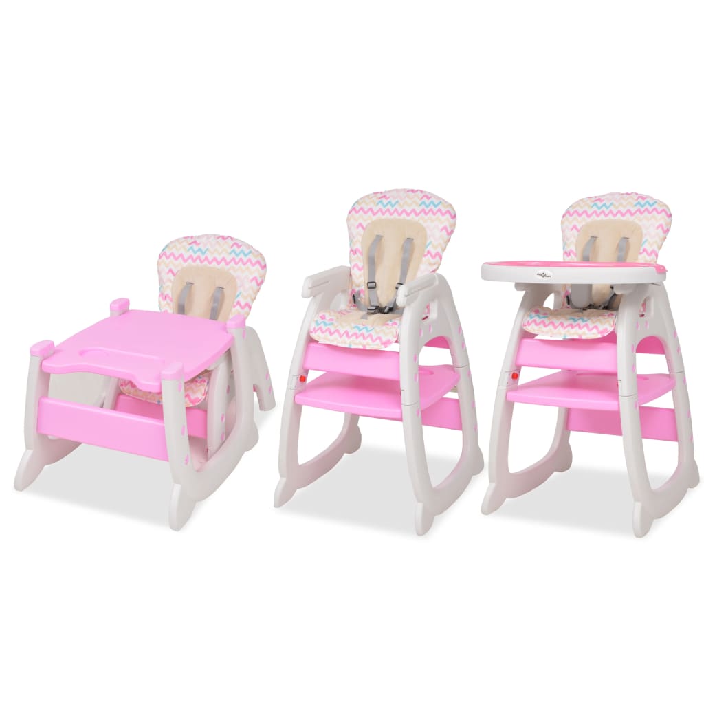 Petrashop  Rozkládací jídelní židlička 3 v 1 se stolkem, růžová
