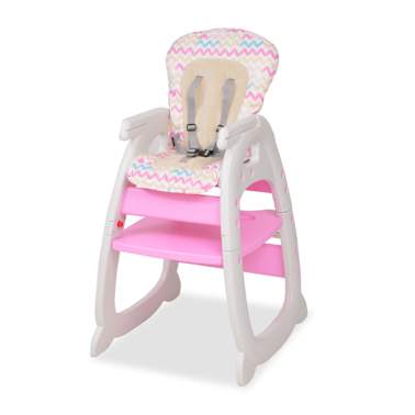 vidaXL Cadeira de refeição conversível 3 em 1 com mesa rosa[2/8]