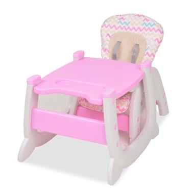 vidaXL Cadeira de refeição conversível 3 em 1 com mesa rosa[3/8]