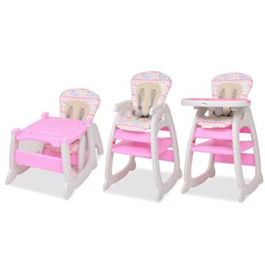 vidaXL Cadeira de refeição conversível 3 em 1 com mesa rosa[4/8]