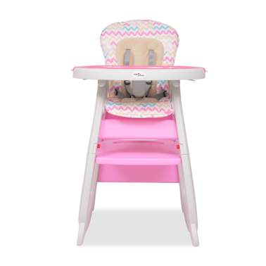 vidaXL Cadeira de refeição conversível 3 em 1 com mesa rosa[5/8]