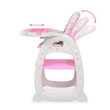 vidaXL Cadeira de refeição conversível 3 em 1 com mesa rosa[6/8]