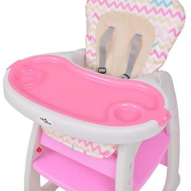 vidaXL Cadeira de refeição conversível 3 em 1 com mesa rosa[7/8]