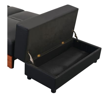 Vidaxl Sofa Bed With Drawers And Ottoman Black Artificial Leather Vidaxl Sofa Bed With Drawers And Ottoman Black Artificial Leather 5 8