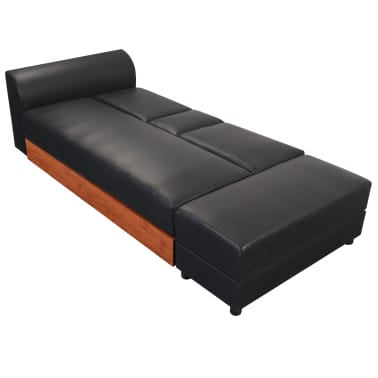 Vidaxl Sofa Bed With Drawers And Ottoman Black Artificial Leather