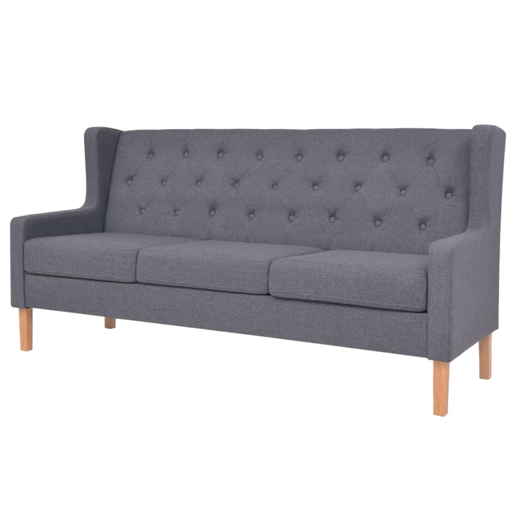 vidaXL 3-Sitzer Sofa Stoff Grau