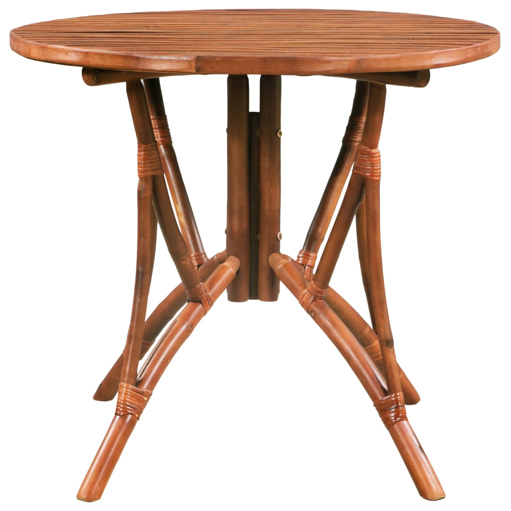 vidaXL Jedilna miza iz bambusa 85x75 cm rjava okrogla