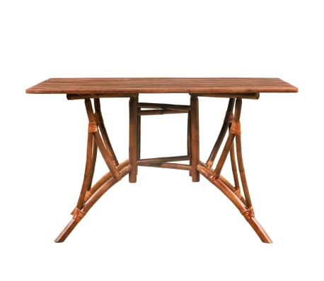 vidaXL Valgomojo stalas, bambukas, 115x70x75cm, rudas, stačiakamp. form.